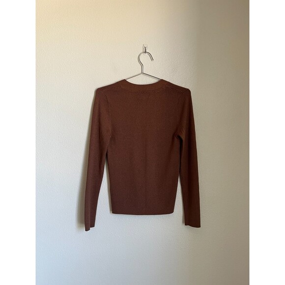 Maeve Anthropologie Thea V-Neck Sweater in Brown Size SMALL - Picture 3 of 6